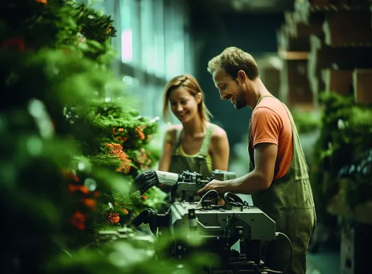 Image générée par IA représentant l'imaginaire incertain d'un monde économique et industriel