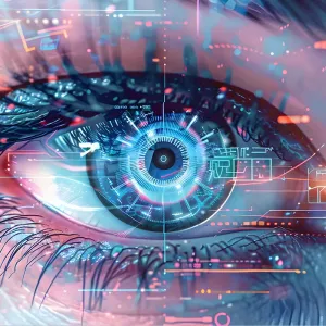 Oeil surveillé par des capteurs